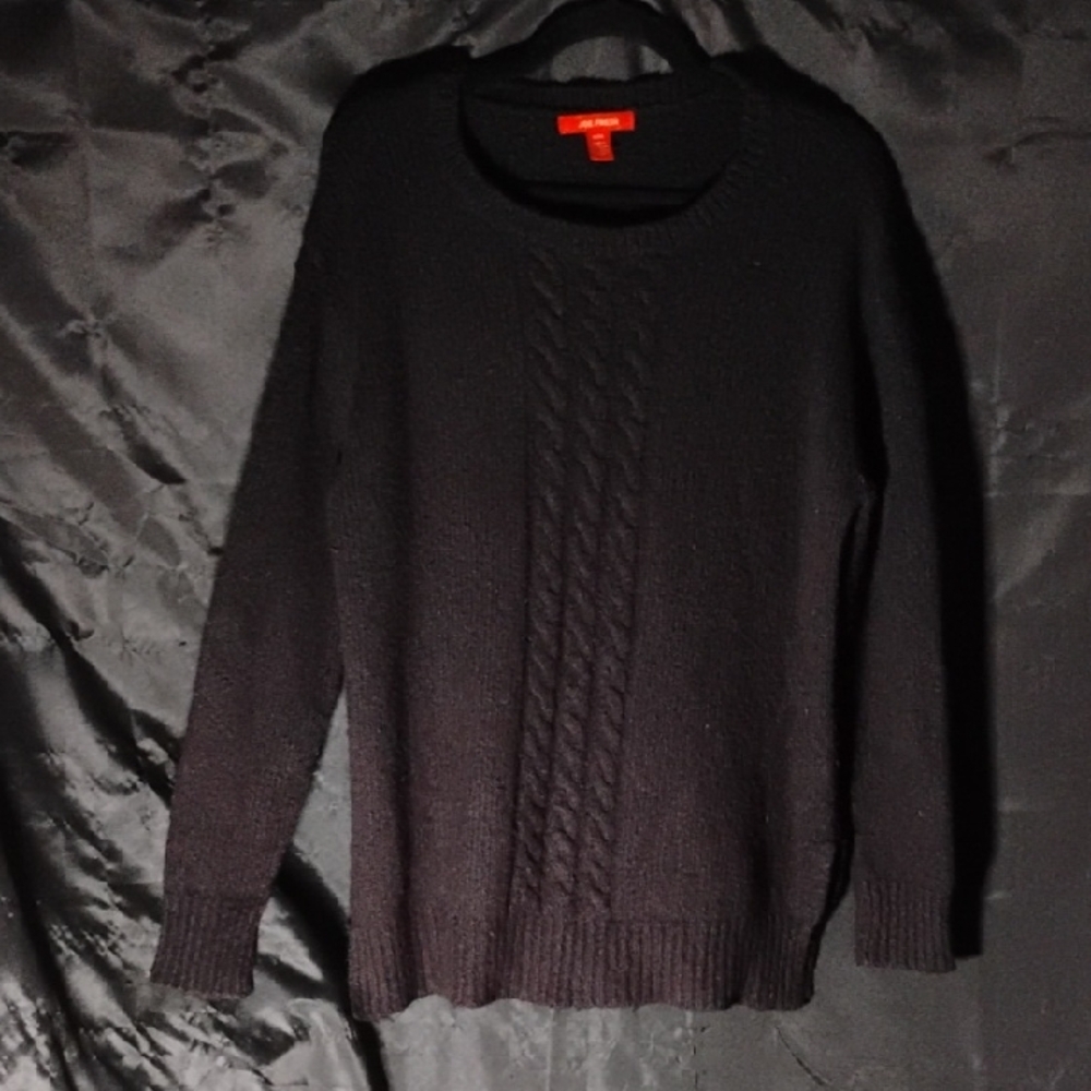 Joe Fresh Black Crewneck Sweater with Textured Knit
